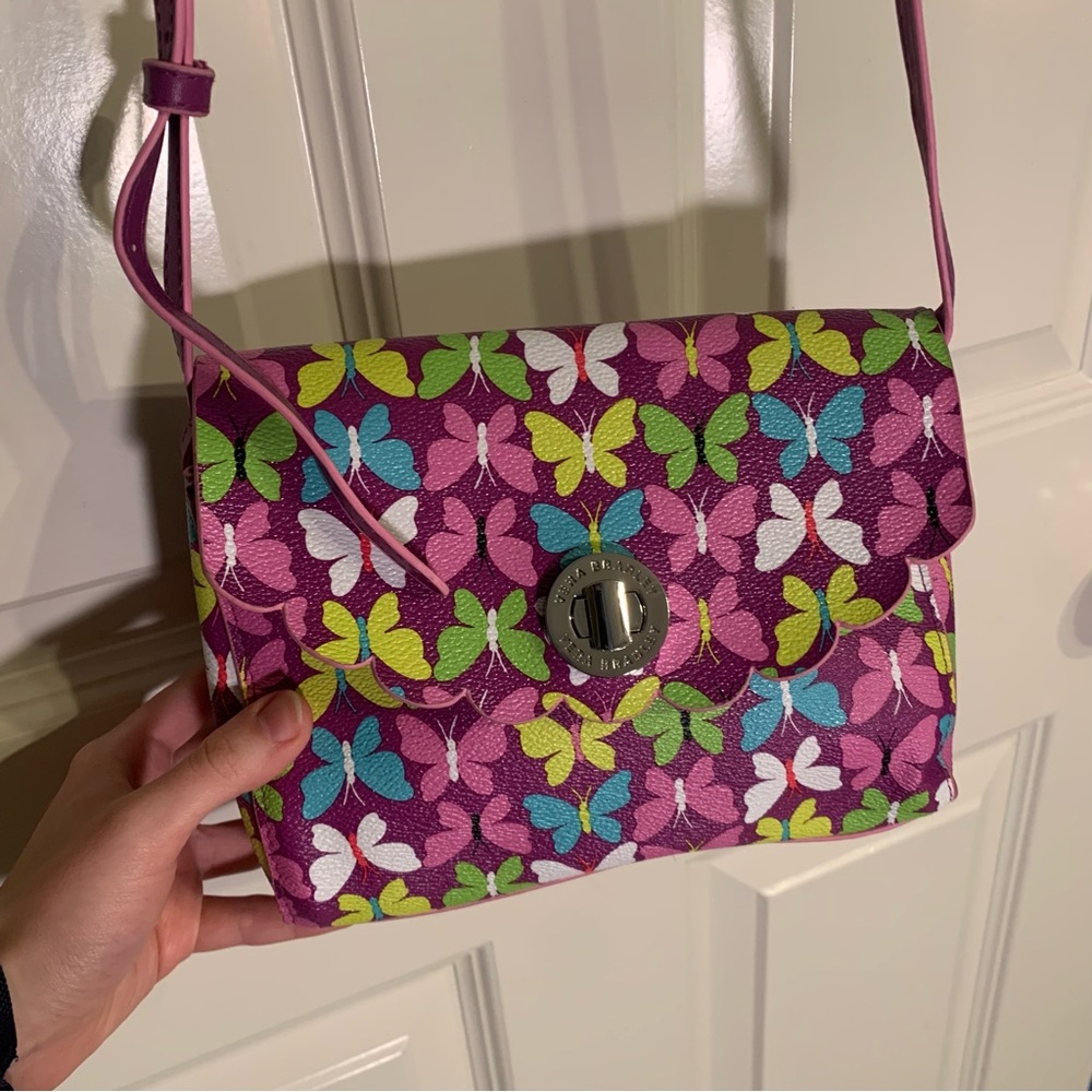 Vera Bradley girly purple butterfly purse with adjustable strap